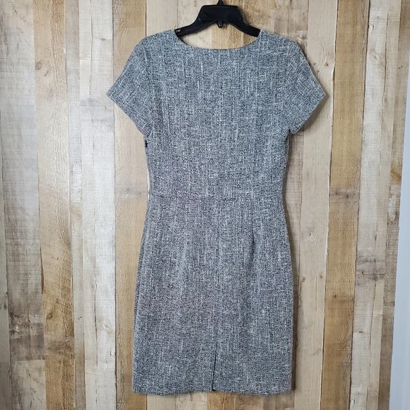Banana Republic Tweed Short Sleeves Pullover Side Zip Gray Dress Size 4 - Picture 3 of 8